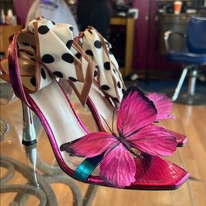 Pink Butterfly Embellished Heels